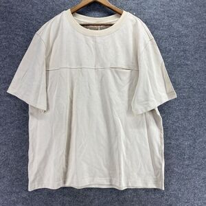 New Nap T-Shirt Women L Large Beige Crew Neck Short Sleeve Cotton Pullover